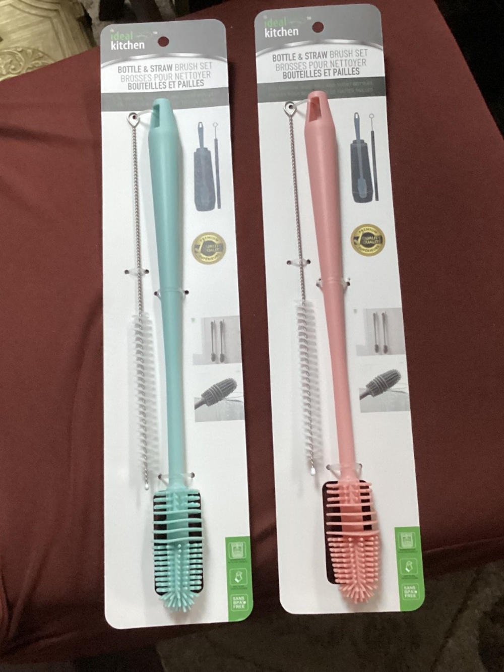 Ideal Kitchen Bottle & Straw Brush Set Bundle New